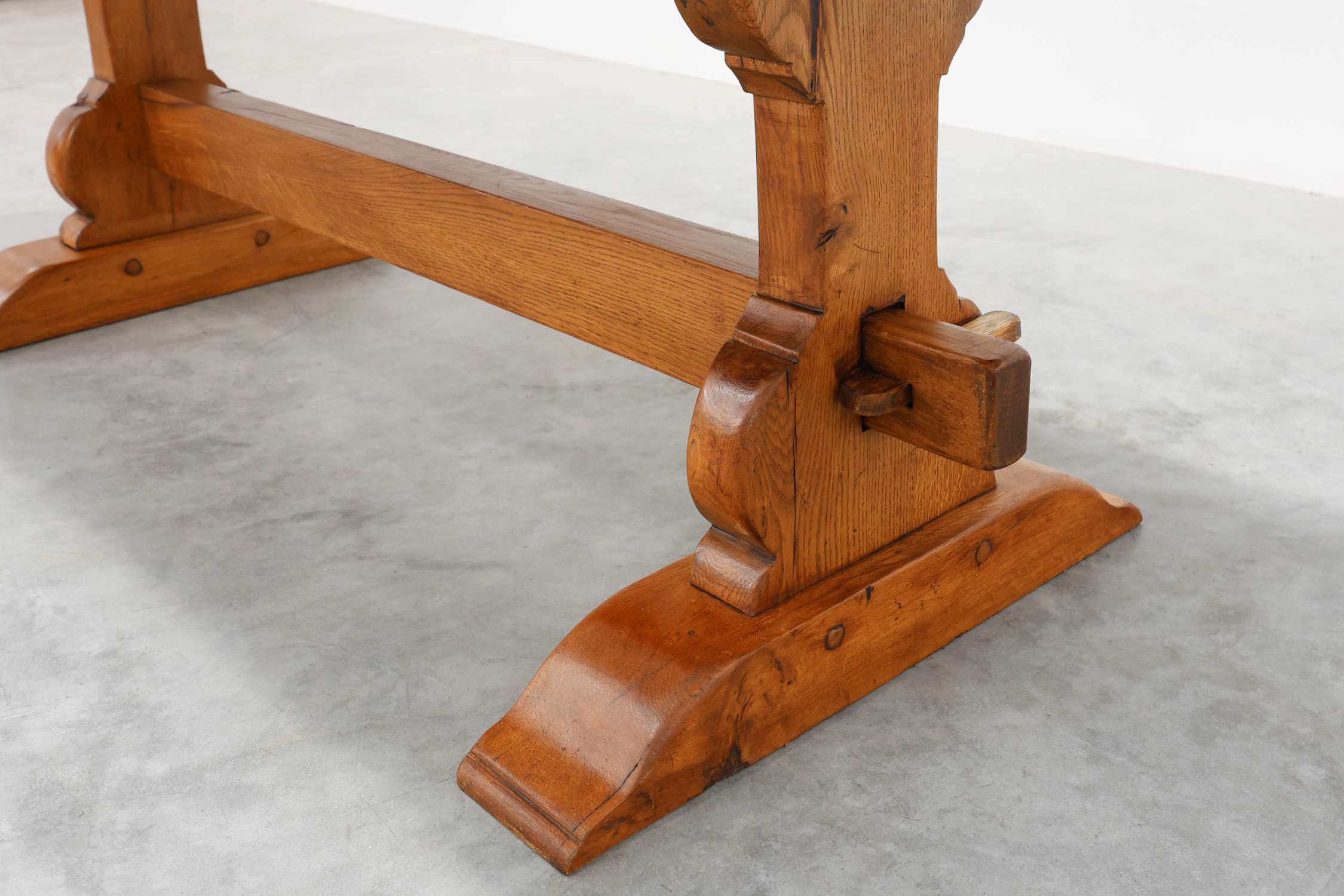 Rustic 20th century solid oak dinner table, France thumbnail